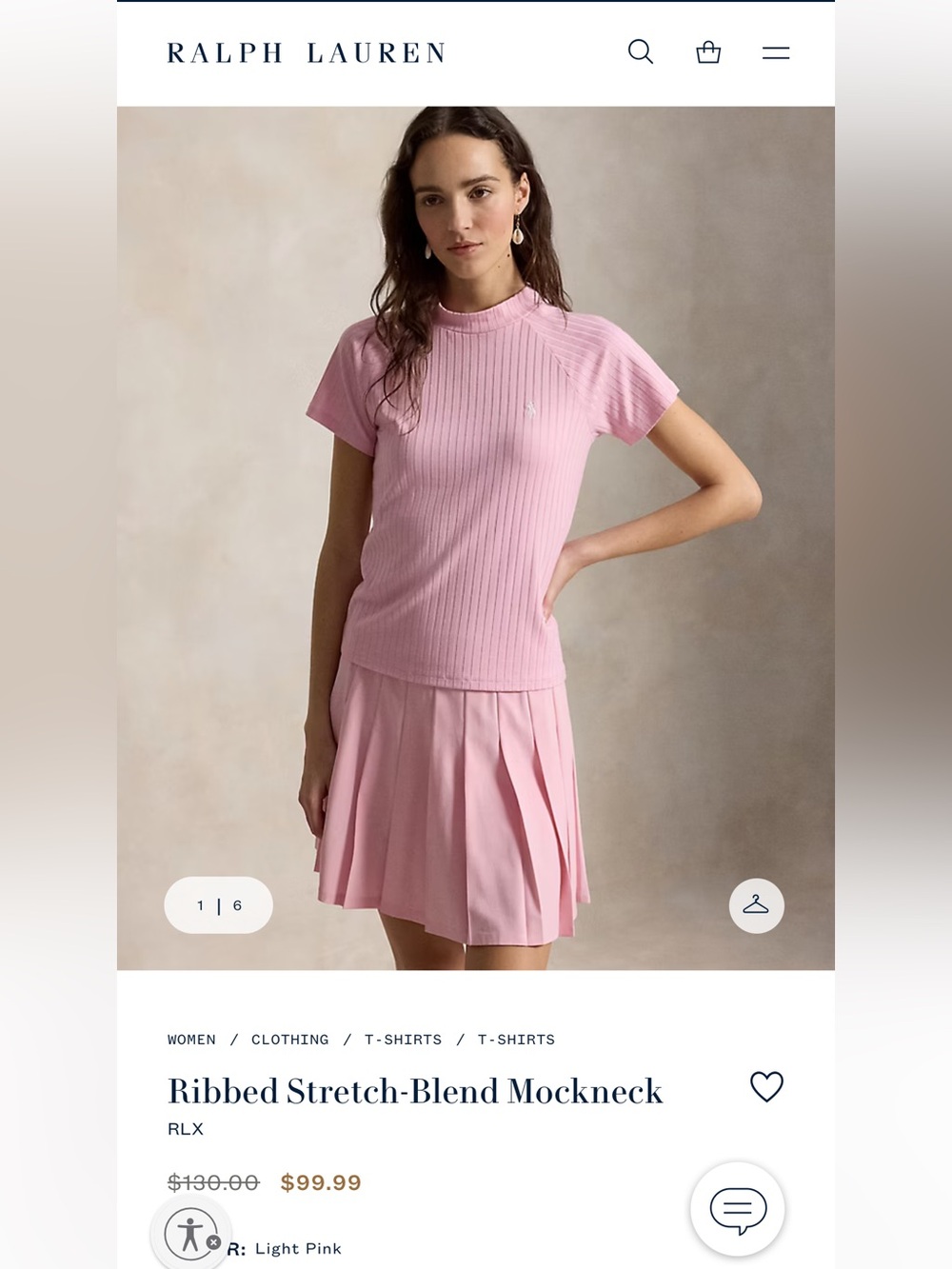 Ralph Lauren Pink Ribbed Crewneck Polo Tee